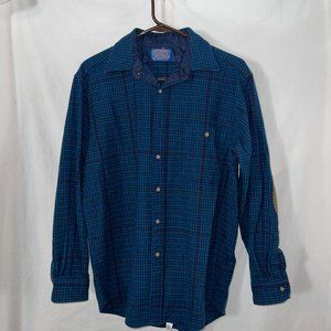 Pendleton Shirt Wool Blue Plaid Mix Collared Button-Down Men's Size Medium